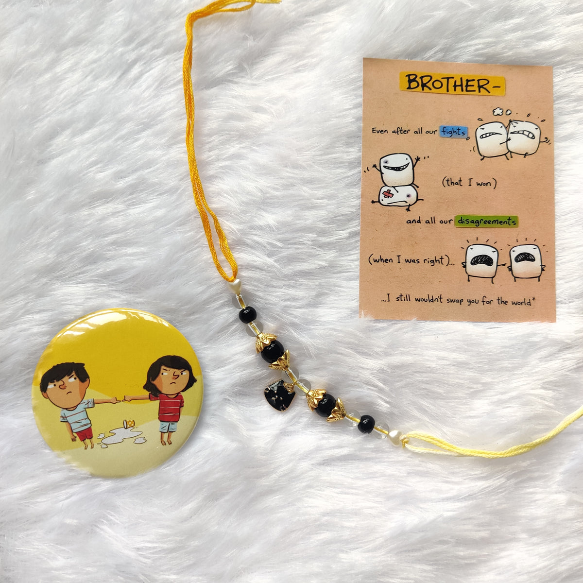 Handmade Cat Face Rakhi with Reusable Enamel Charm – Gift Set with Pos ...