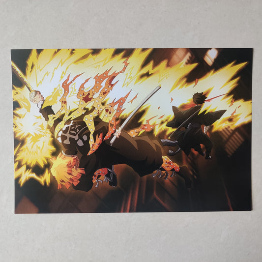 Zenitsu vs Kaigaku Demon Slayer Infinity Arc wall poster