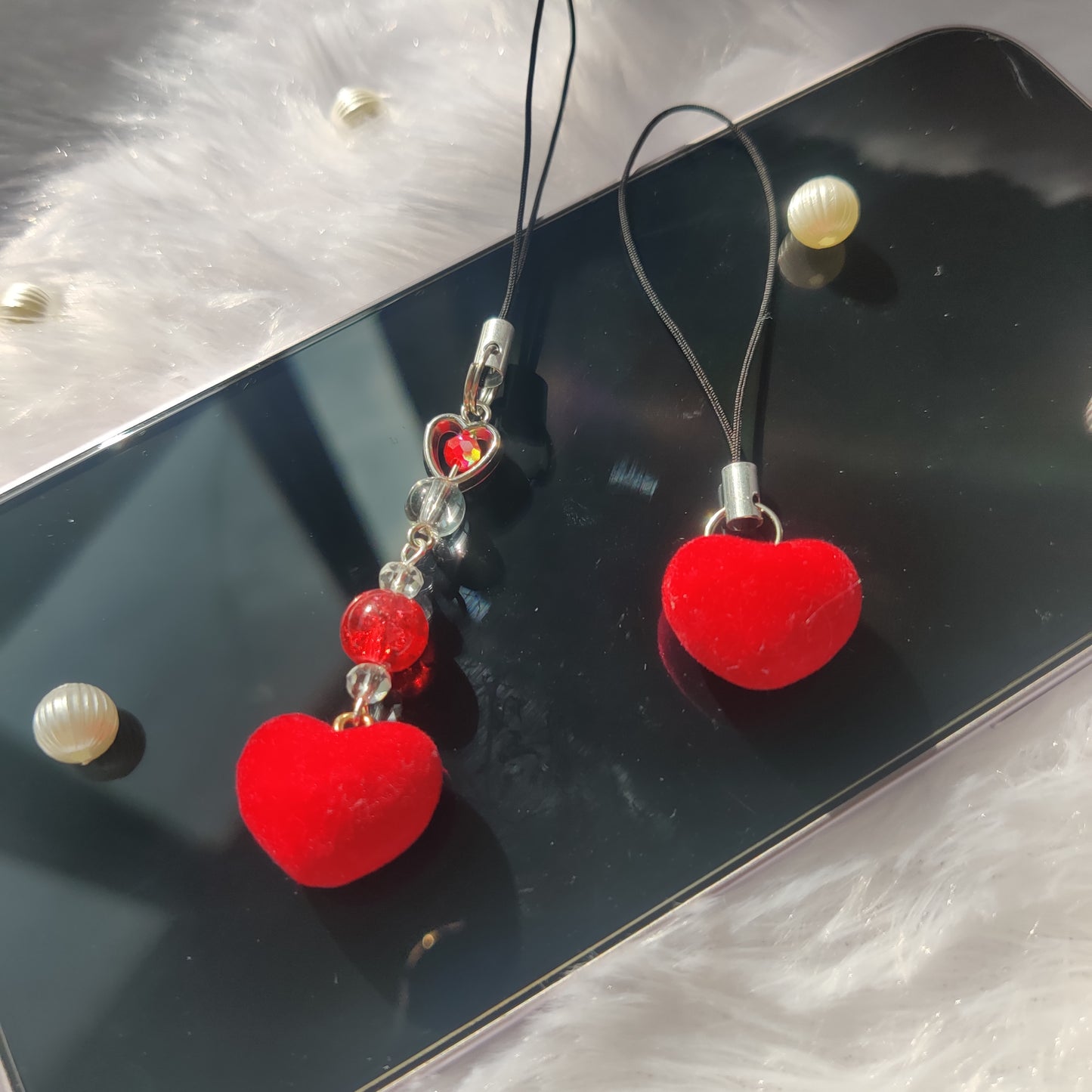 Velvet heart 3D charm