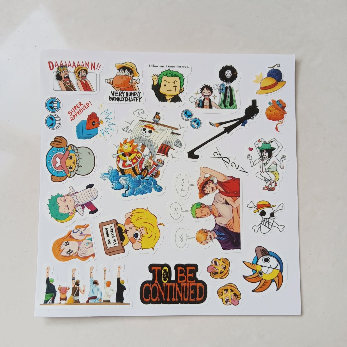 One Piece die-cut sticker sheet