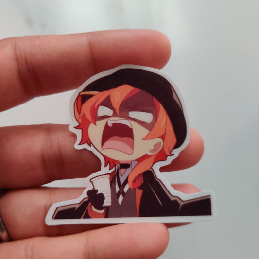 Chuuya frustrated die-cut sticker
