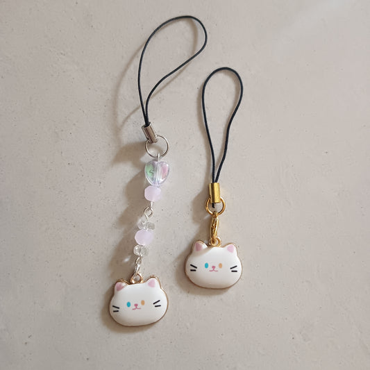 White Cat Face Enamel Charm