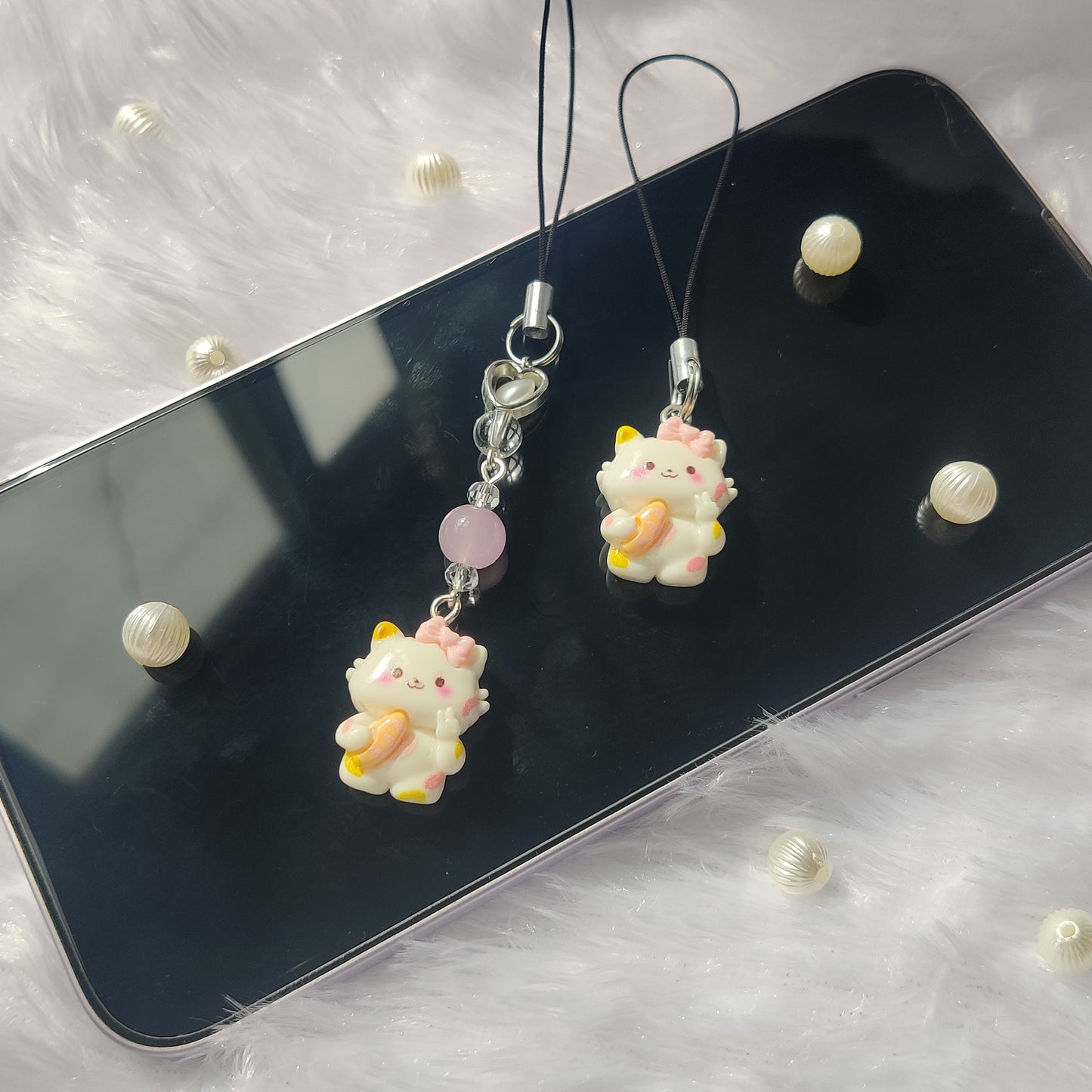 Cat with bread 3D charm (flat back)