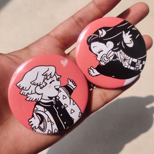 Zenitsu and Nezuko Matching Badges