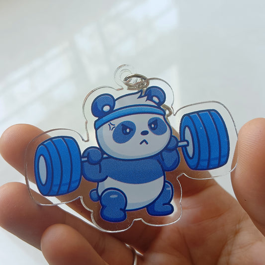 Gym Freak Panda acrylic keychain